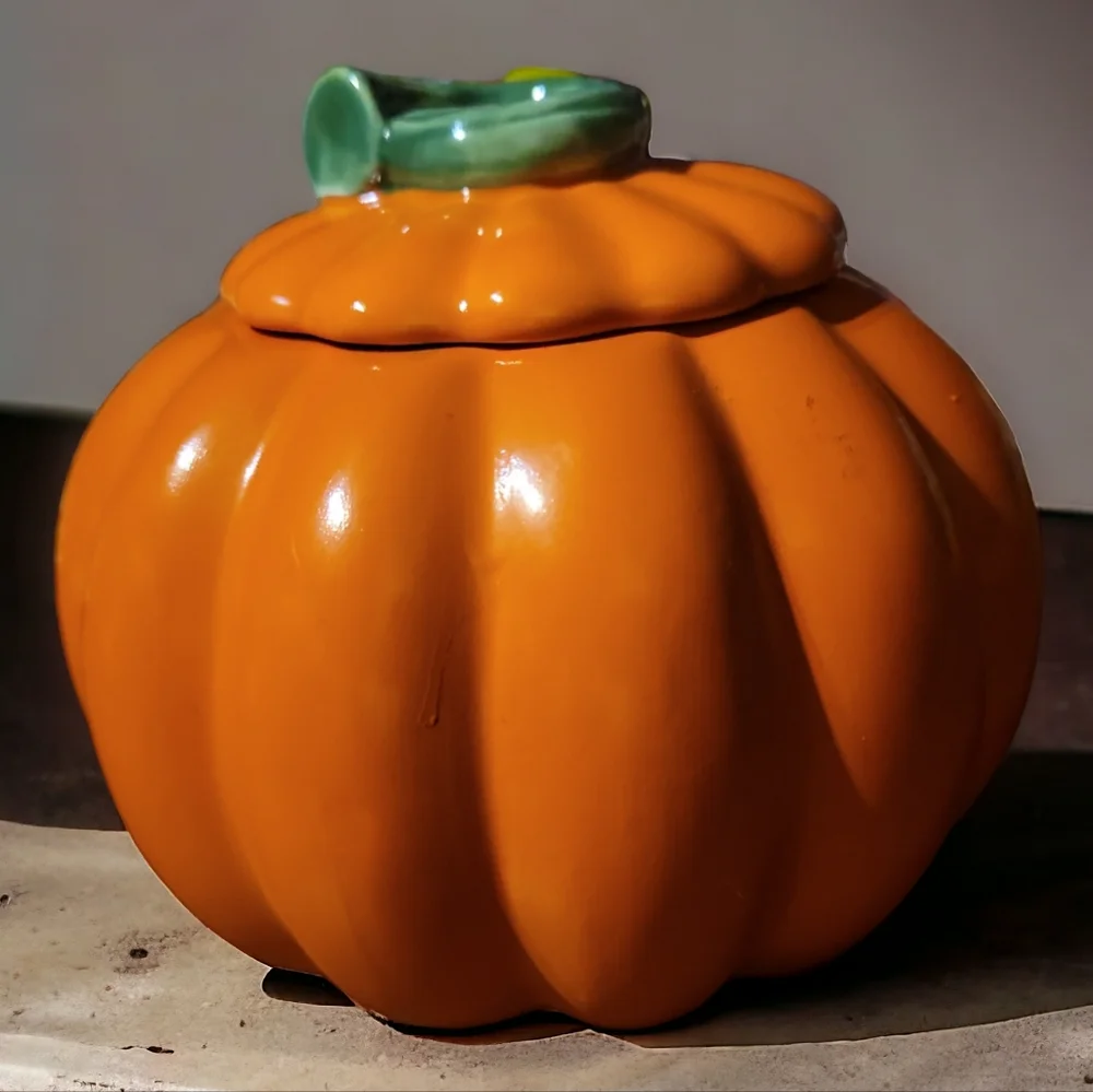 Vtg Halloween Russ Berrie Ceramic Pumpkin Jack O Lantern Candle Holder